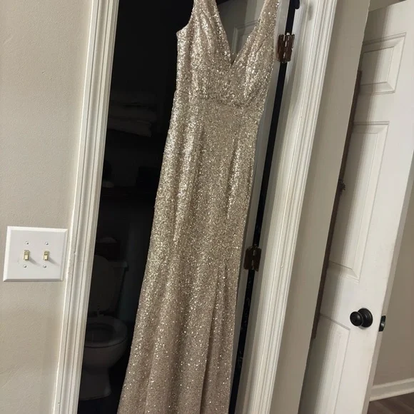 Crystal Doll Gold Sequin NYE/prom/ wedding Dress - Picture 1 of 10